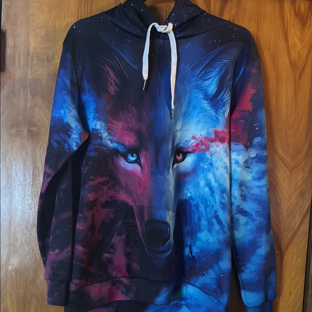 Men's Multicolor Wolf Graphic Hoodie